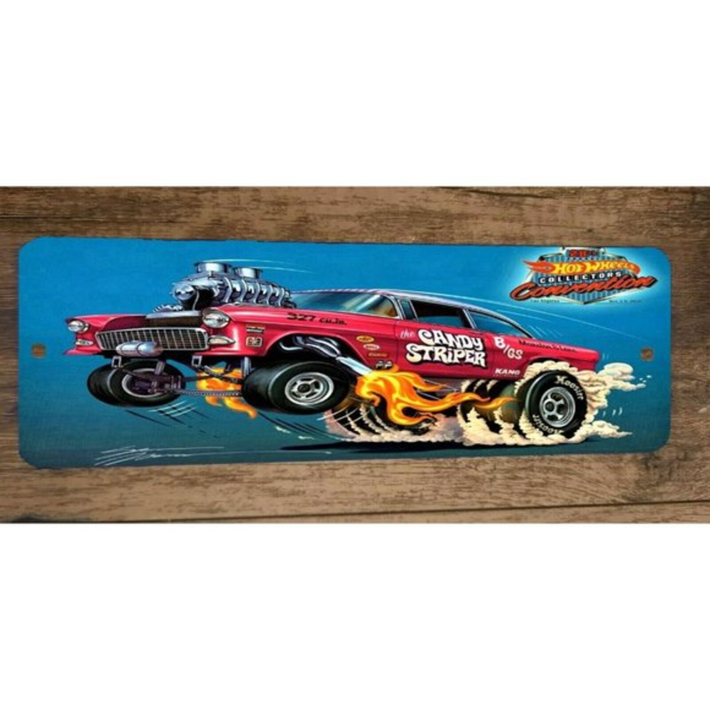 Candy Striper Hot Wheels Car Gasser‎ 4x12 Metal Wall Sign